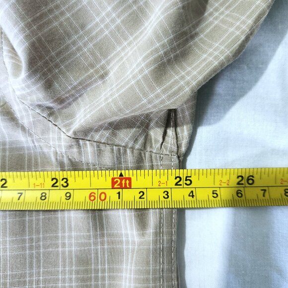 Arnold Palmer Plaid Shirt Men's Large 16.5 Long Sleeve Button Down Tan and White - Picture 9 of 10